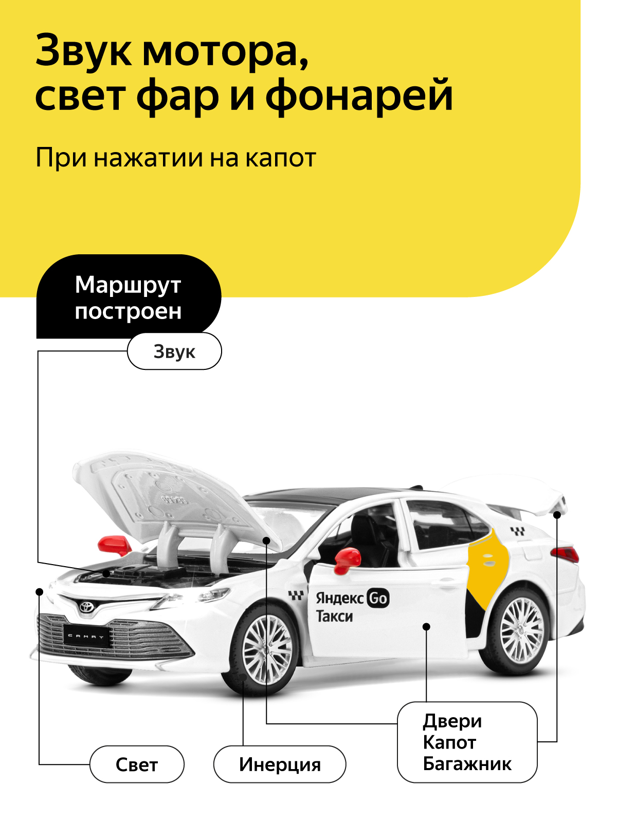 Машинка металлическая Яндекс GO 1:34 Toyota Camry белый инерция Озвучено Алисой JB1251483 - фото 2