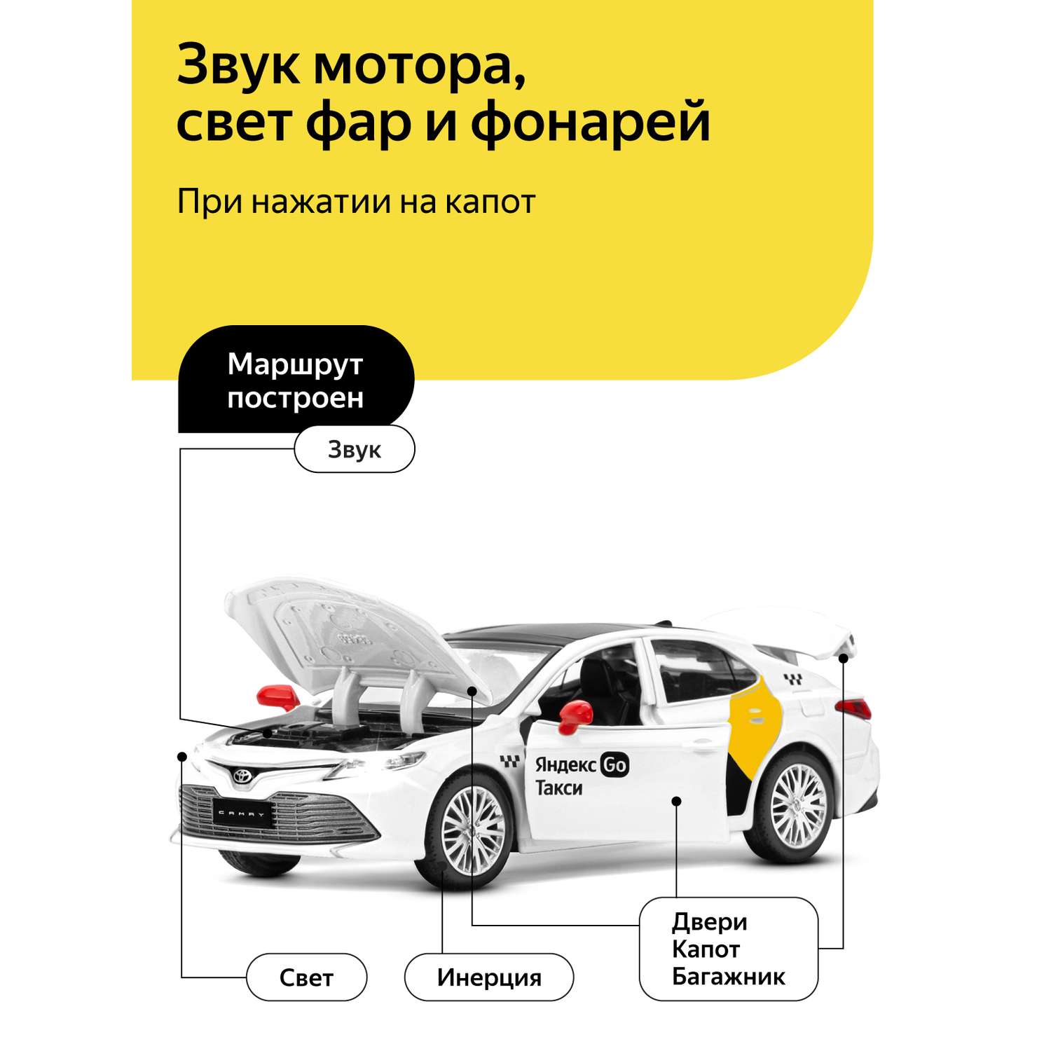 Машинка металлическая Яндекс GO 1:34 Toyota Camry белый инерция JB1251483 - фото 2