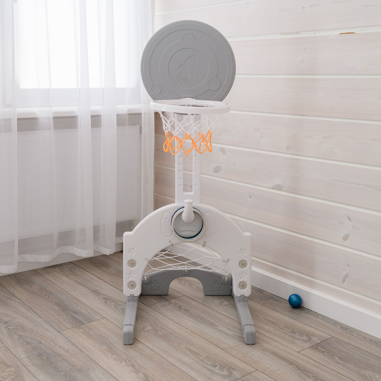 Баскетбольная стойка детская UNIX Kids Space Grey 3 в 1 с хоккейными и  футбольными воротами для дома и улицы купить по цене 3990 ₽ в  интернет-магазине Детский мир