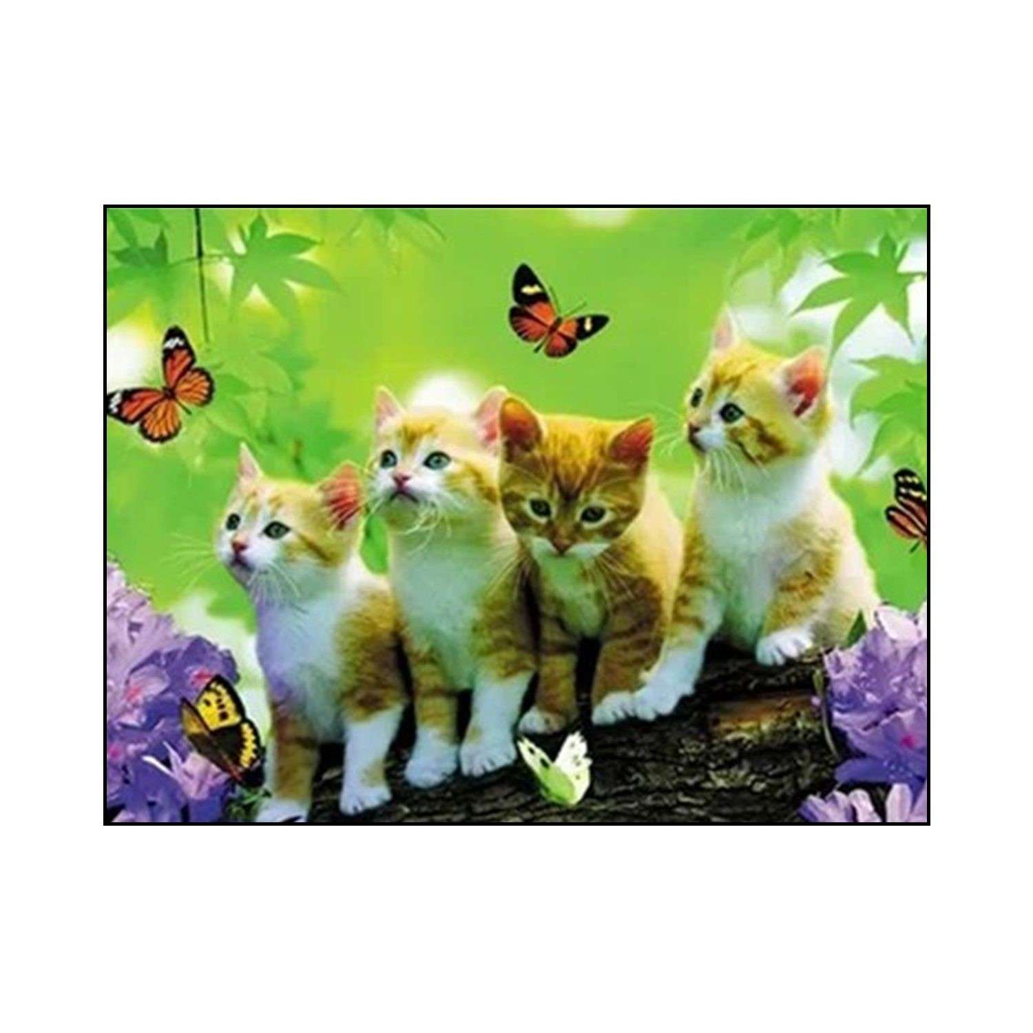 Алмазная мозаика Seichi картина стразами Котята с бабочками 40х50 см - фото 2