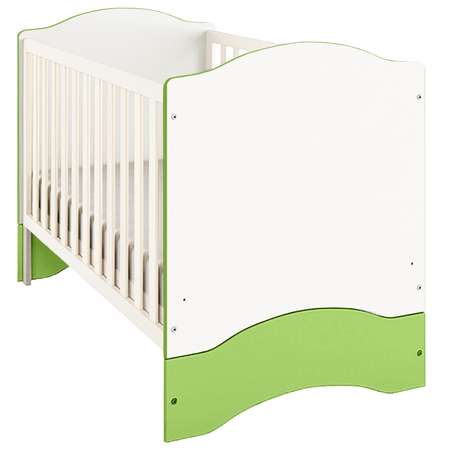 Детская кроватка Polini kids прямоугольная, без маятника (зеленый, белый)