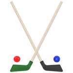 Набор для хоккея Задира Клюшка хоккейная детская 2 шт черная + зеленая + 2 мяча