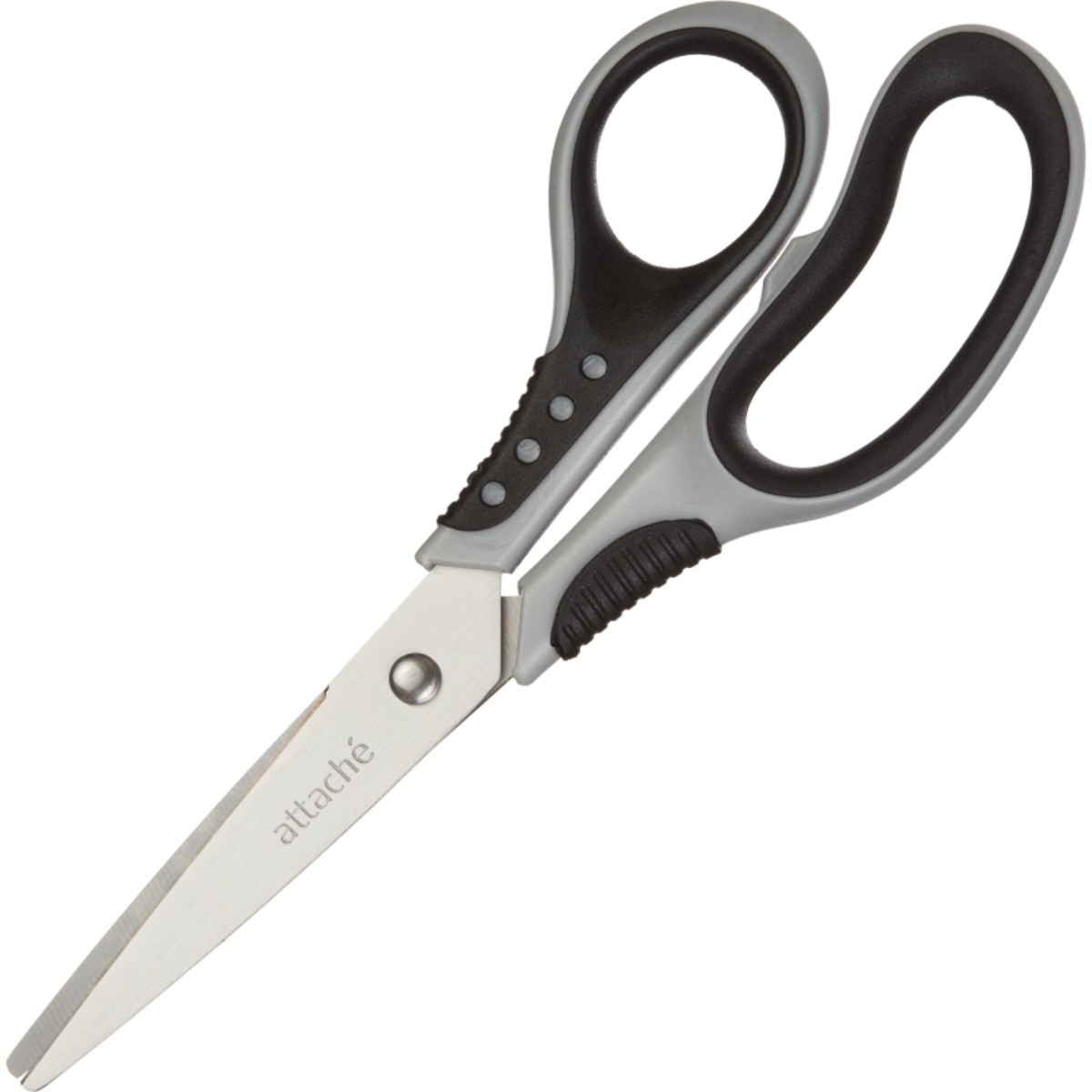 Ножницы Attache Graphite 195 мм с пластиковыми прорезиненными анатомическими ручками чёрный/серый 2 шт - фото 1