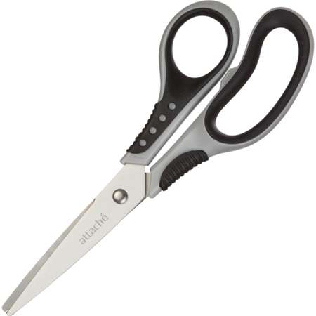 Ножницы Attache Graphite 195 мм с пластиковыми прорезиненными анатомическими ручками чёрный/серый 2 шт