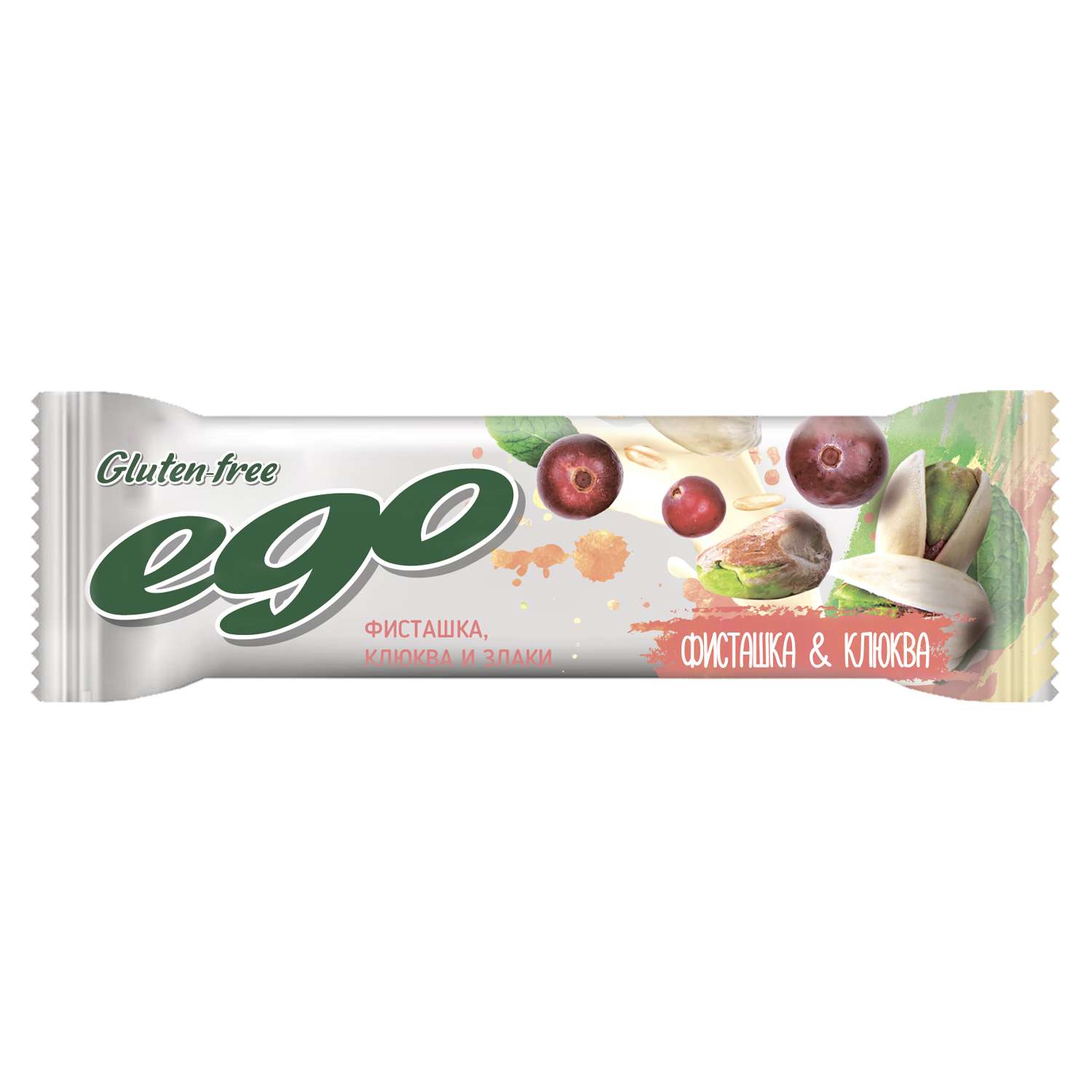 Батончик Ego ореховый фисташка-клюква с йогуртовой глазурью 35г - фото 1