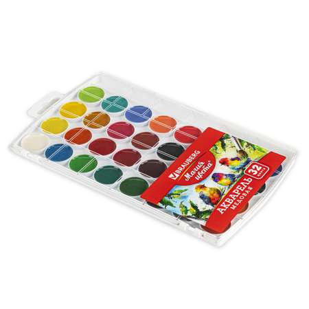 Краски акварельные Brauberg для рисования 32 цвета медовые