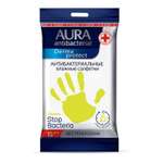 Влажные салфетки AURA Antibacterial Derma Protect лимон pocket-pack 15шт