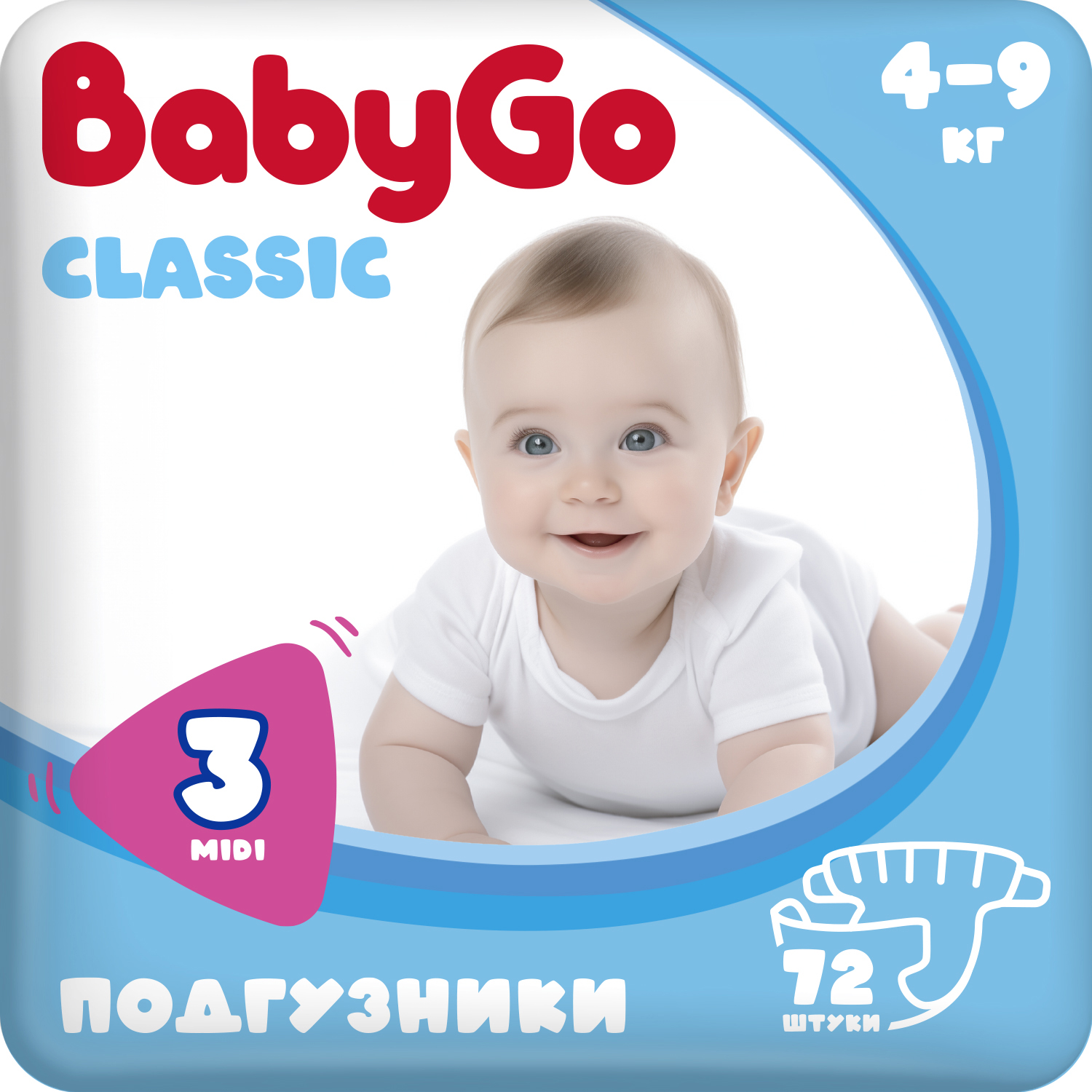 Подгузники Baby Go Midi 4-9кг 72шт - фото 1