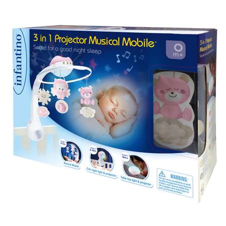 Мобиль-проектор INFANTINO 3 в 1 Музыкальный розовый