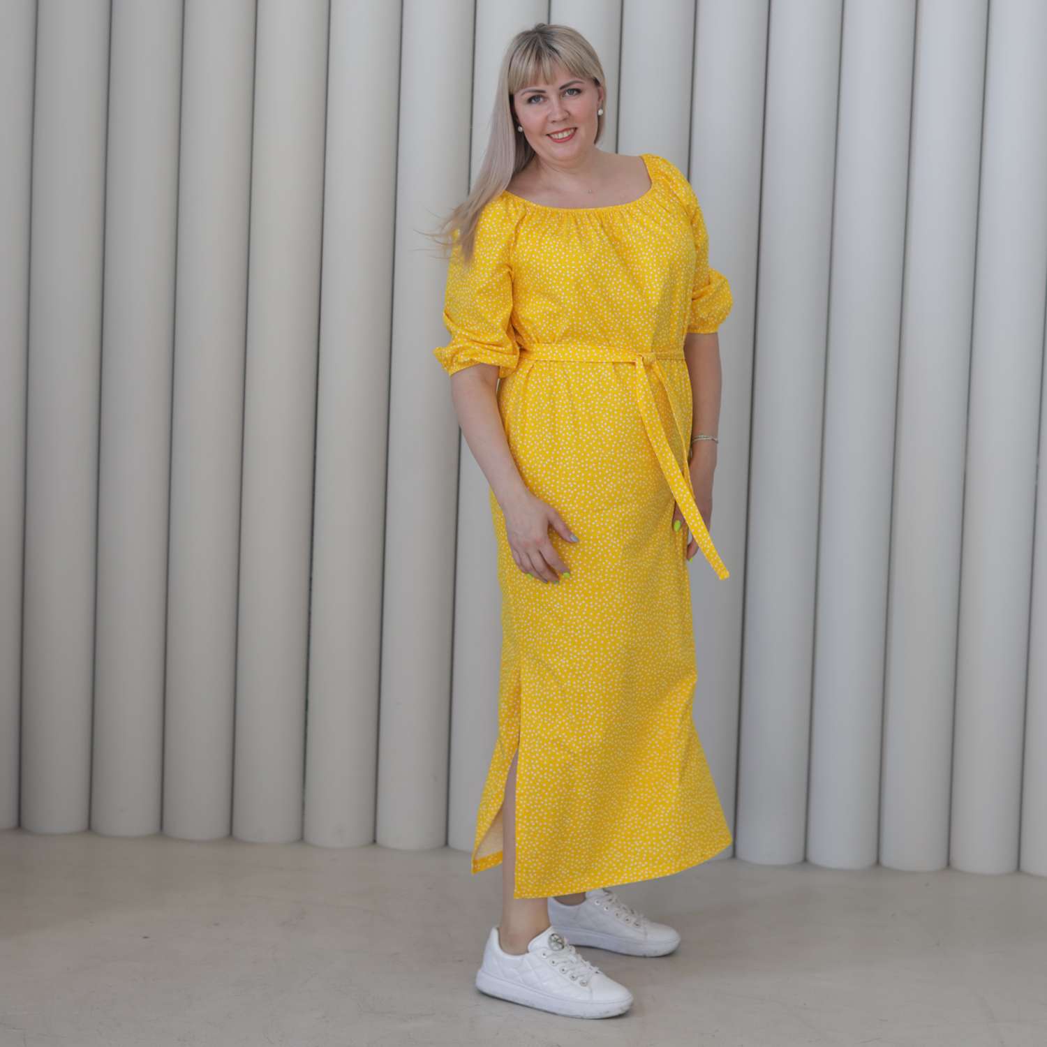 Платье Агапэ 5115_жёлтый горошек - фото 2
