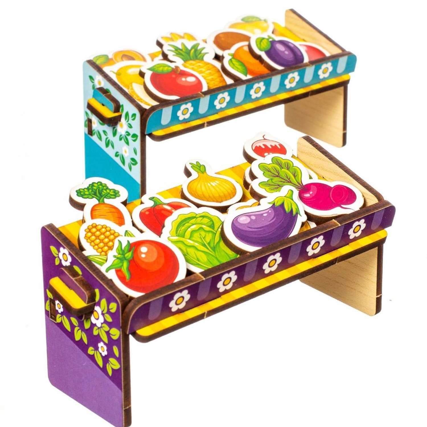 Игровой набор-сортер WOODLANDTOYS Супермаркет Овощи и фрукты - фото 1