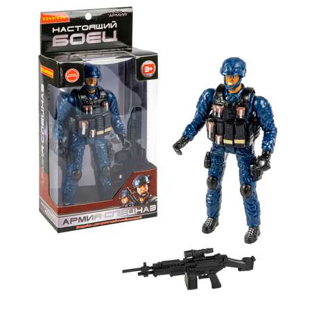 Игровой набор BONDIBON Фигурка солдата 18 см с оружием в синей форме и шлеме