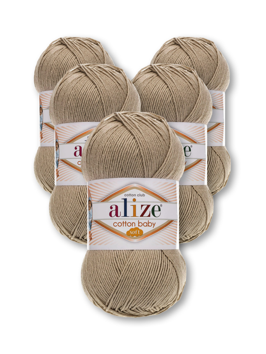 Пряжа для вязания Alize cotton baby soft 100 гр 270 м мягкая плюшевая xлопок aкрил 256 беж 5 мотков - фото 6