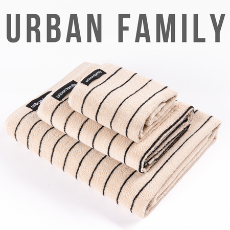 Набор махровых полотенец Urban Family Бежевый с черной полосой