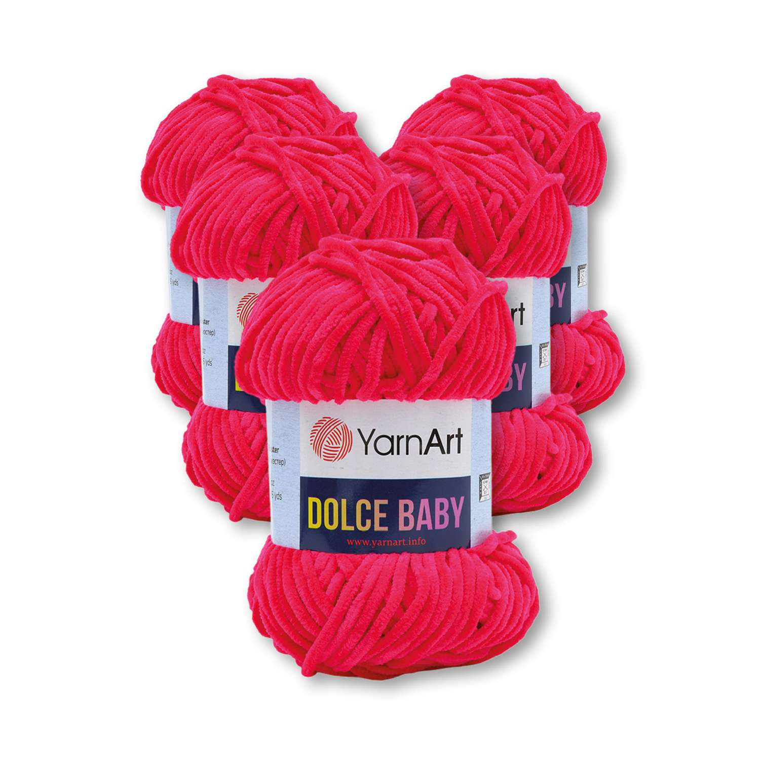 Пряжа для вязания YarnArt Dolce Baby 50 гр 85 м микрополиэстер нежная плюшевая 5 мотков 759 ярко-розовый - фото 3