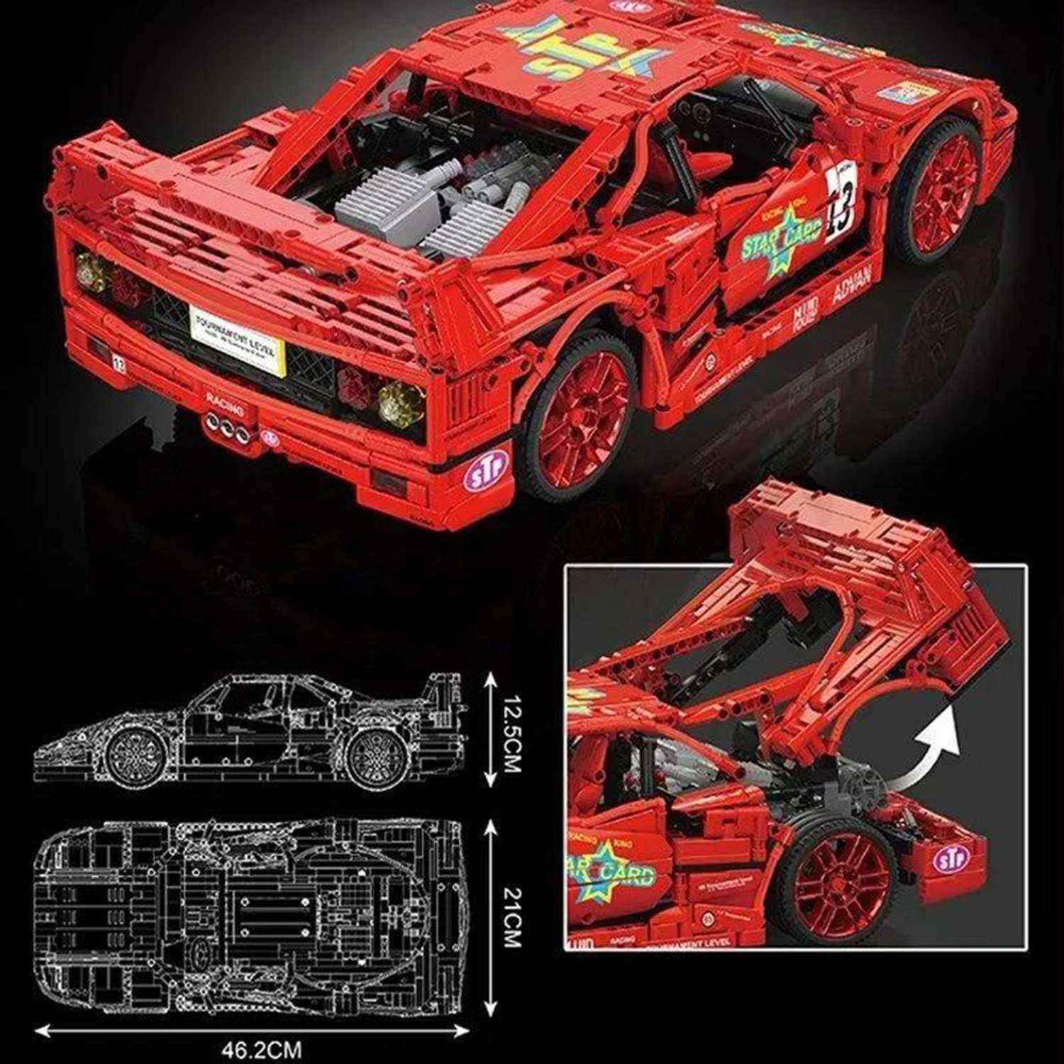 Конструктор Mould King Ferrari F40 LM 1:10 статическая версия без моторизации 2688 д - фото 11