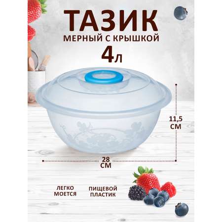 Таз elfplast Изобилие мерный с крышкой 4 л 28х11.5 см прозрачный