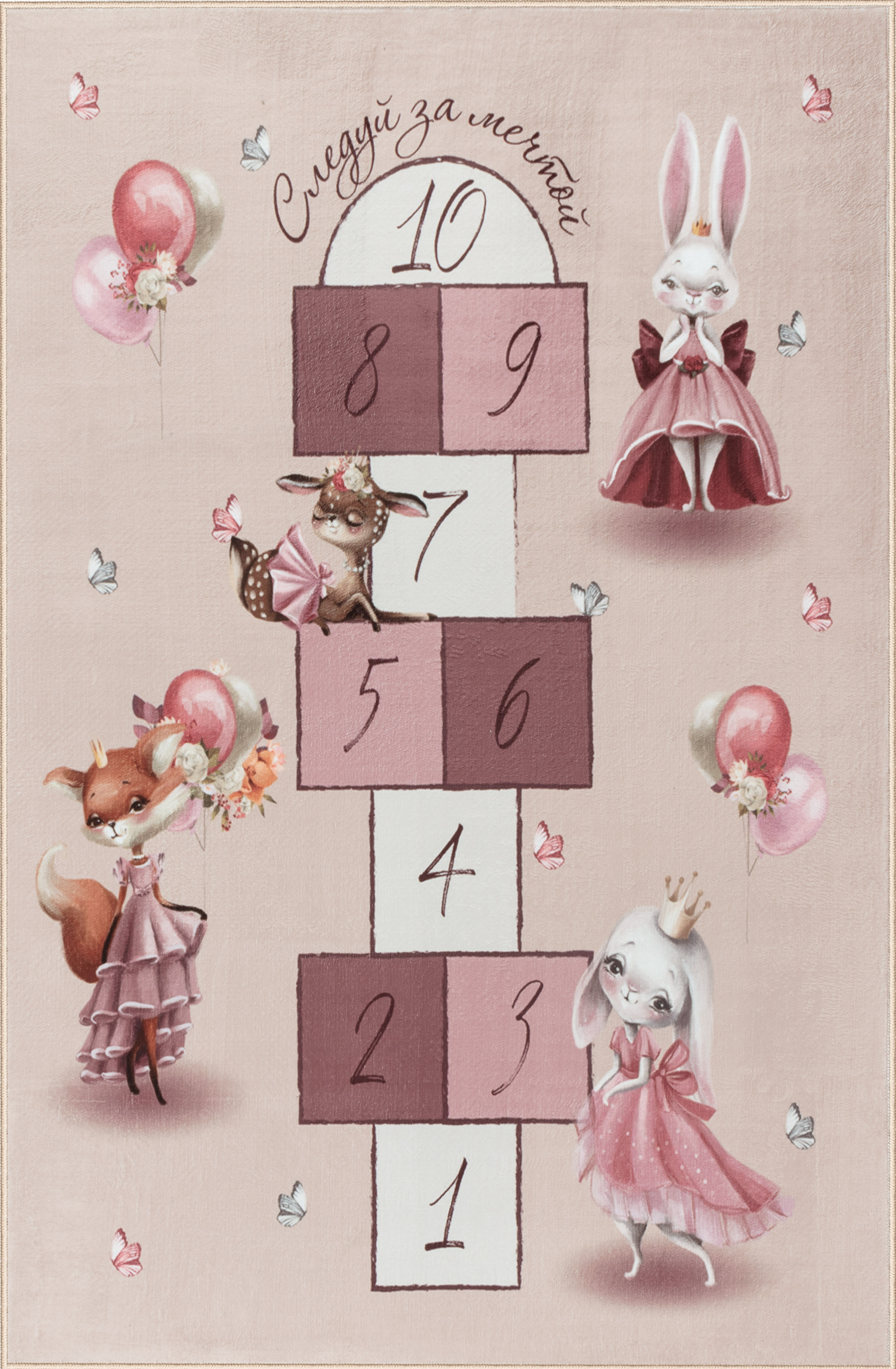 Ковер комнатный детский KOVRIKANA классики зайцы розовый 160х225 см - фото 3