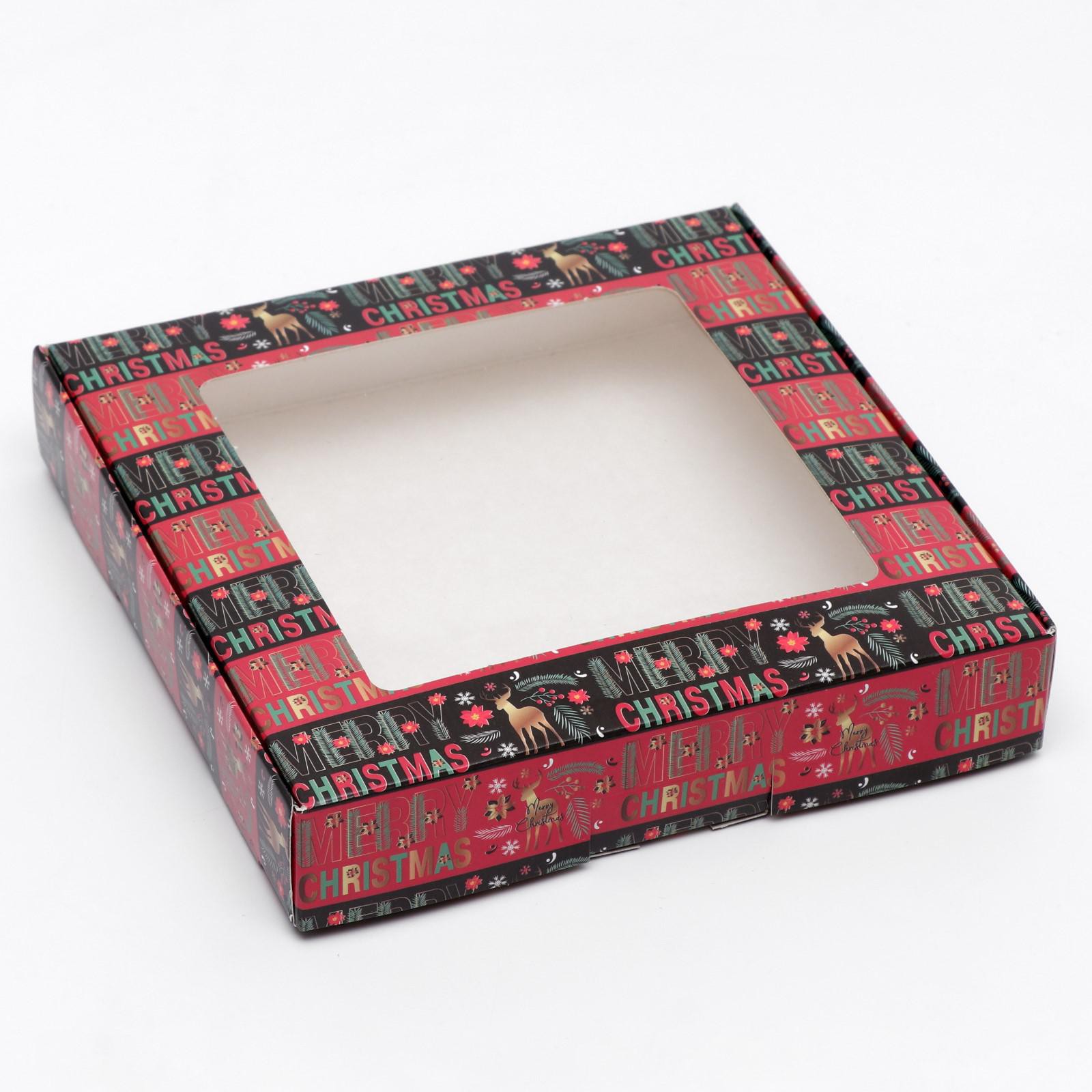 Коробка Sima-Land самосборная«Новогодние поздравления» 16×16×3 см. 1 шт. - фото 1