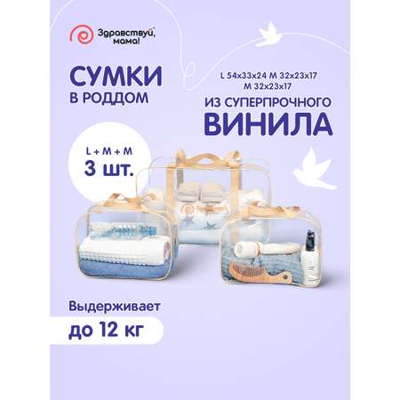 Сумка в роддом Здравствуй мама! Premium Quality 3 шт