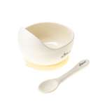 Набор для кормления Miyoumi Силиконовая тарелка на присоске + ложка - Ivory
