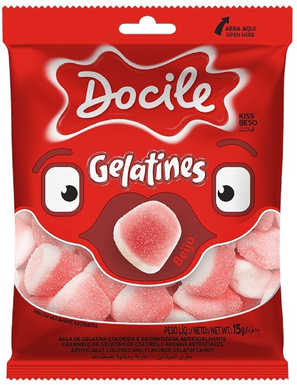 Жевательный мармелад Docile Gelatines kiss Поцелуй со вкусом клубники 15г 12шт - фото 3