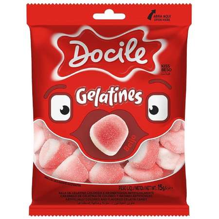 Жевательный мармелад Docile Gelatines kiss Поцелуй со вкусом клубники 15г 12шт