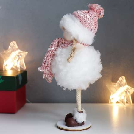 Кукла интерьерная Зимнее волшебство «Девочка в белой пушистой шубке и шапочке» 17 см