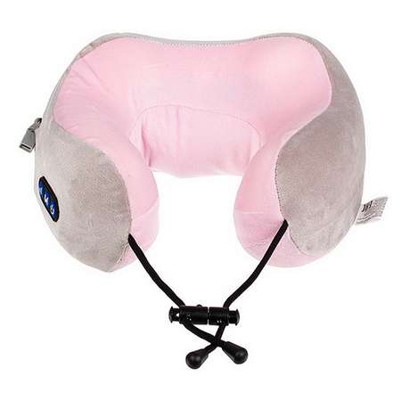 Массажер Bradex подушка-подголовник дорожная для шеи серо-розовая