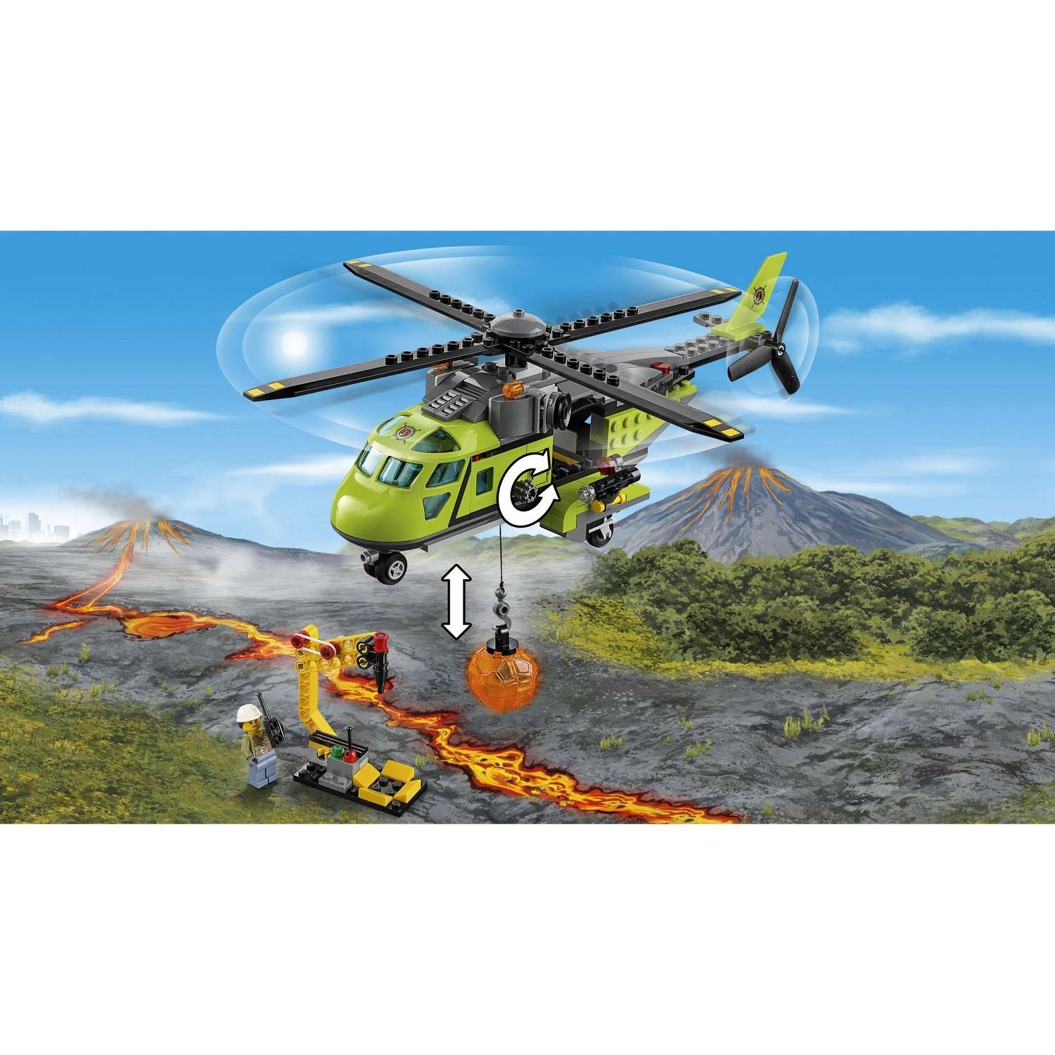 Конструктор LEGO City Volcano Explorers Грузовой вертолёт исследователей вулканов (60123) - фото 6
