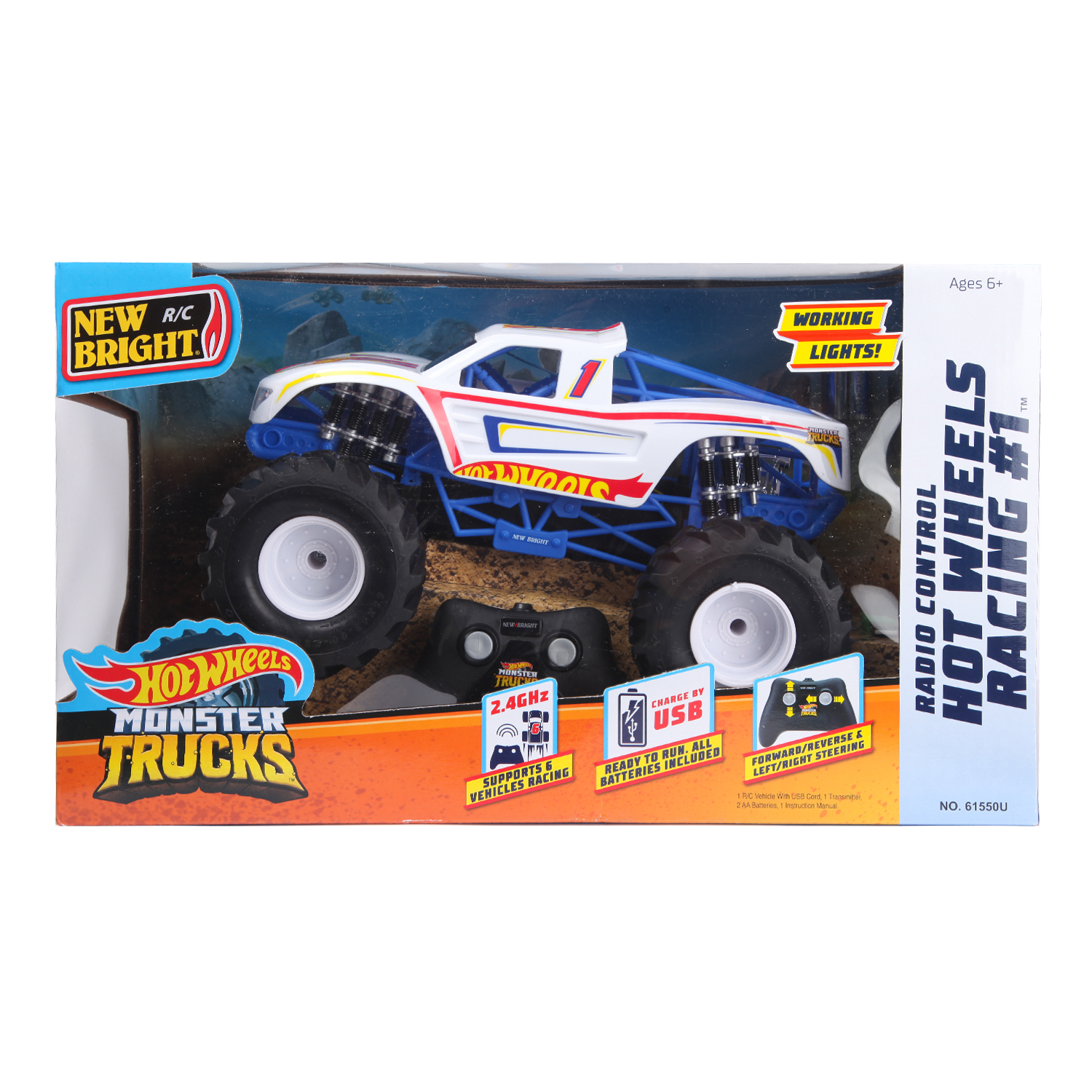 Машина Hot Wheels РУ 1:15 Monster Truck Racing 1 Белый 61550U купить по  цене 1799 ₽ в интернет-магазине Детский мир