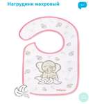 Нагрудник Babyono хлопковый на липучке Я изучаю 6м+ Слоник