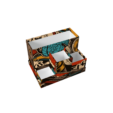 Органайзер настольный Cartonnage с 4 отдельными элементами для хранения канцелярских принадлежностей на подставке Граффити