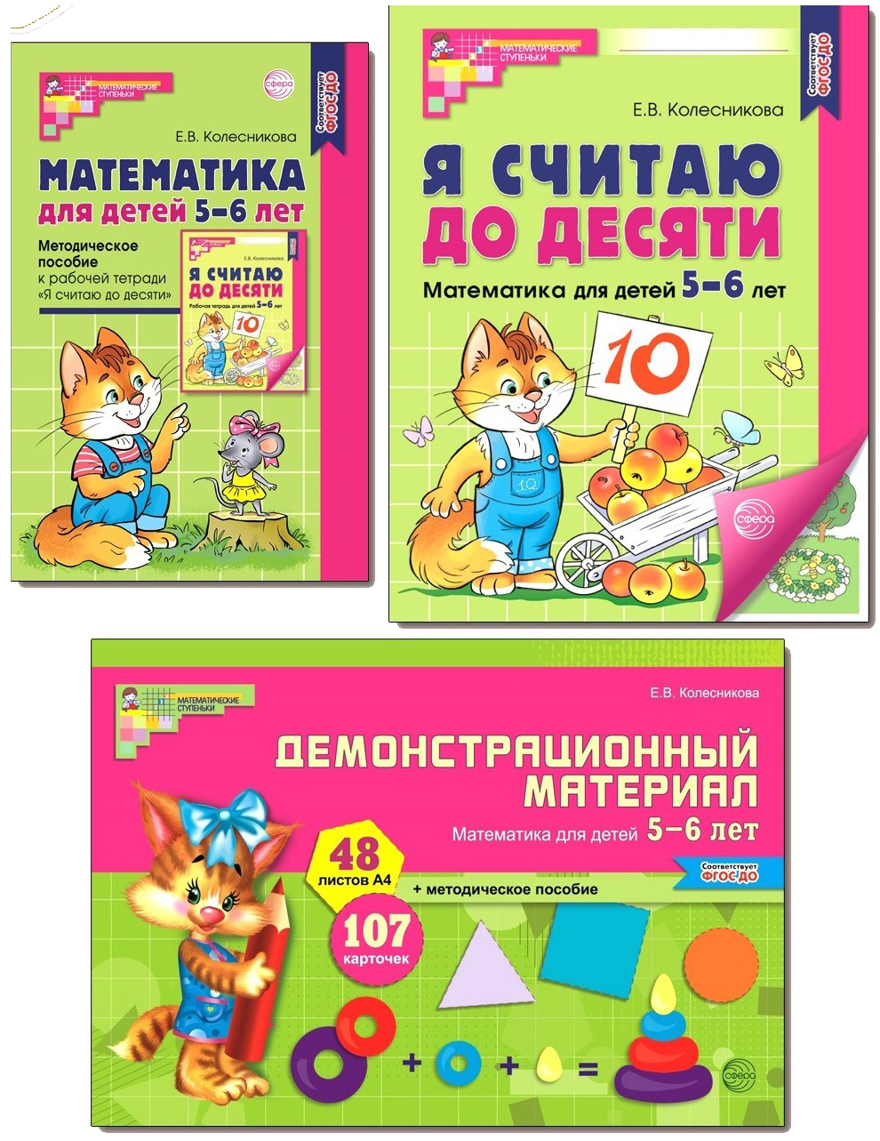 Набор книг ТЦ Сфера Математические ступеньки 5-6 лет №2