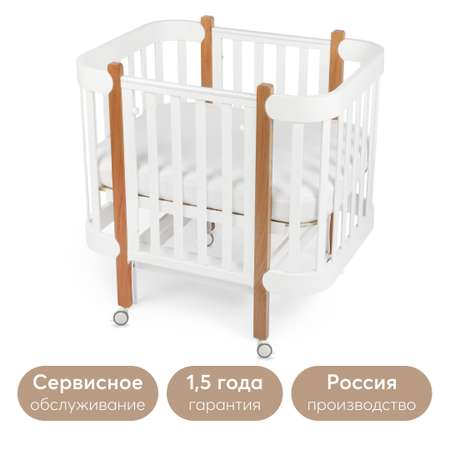 Детская кроватка Happy Baby прямоугольная, поперечный маятник (белый)