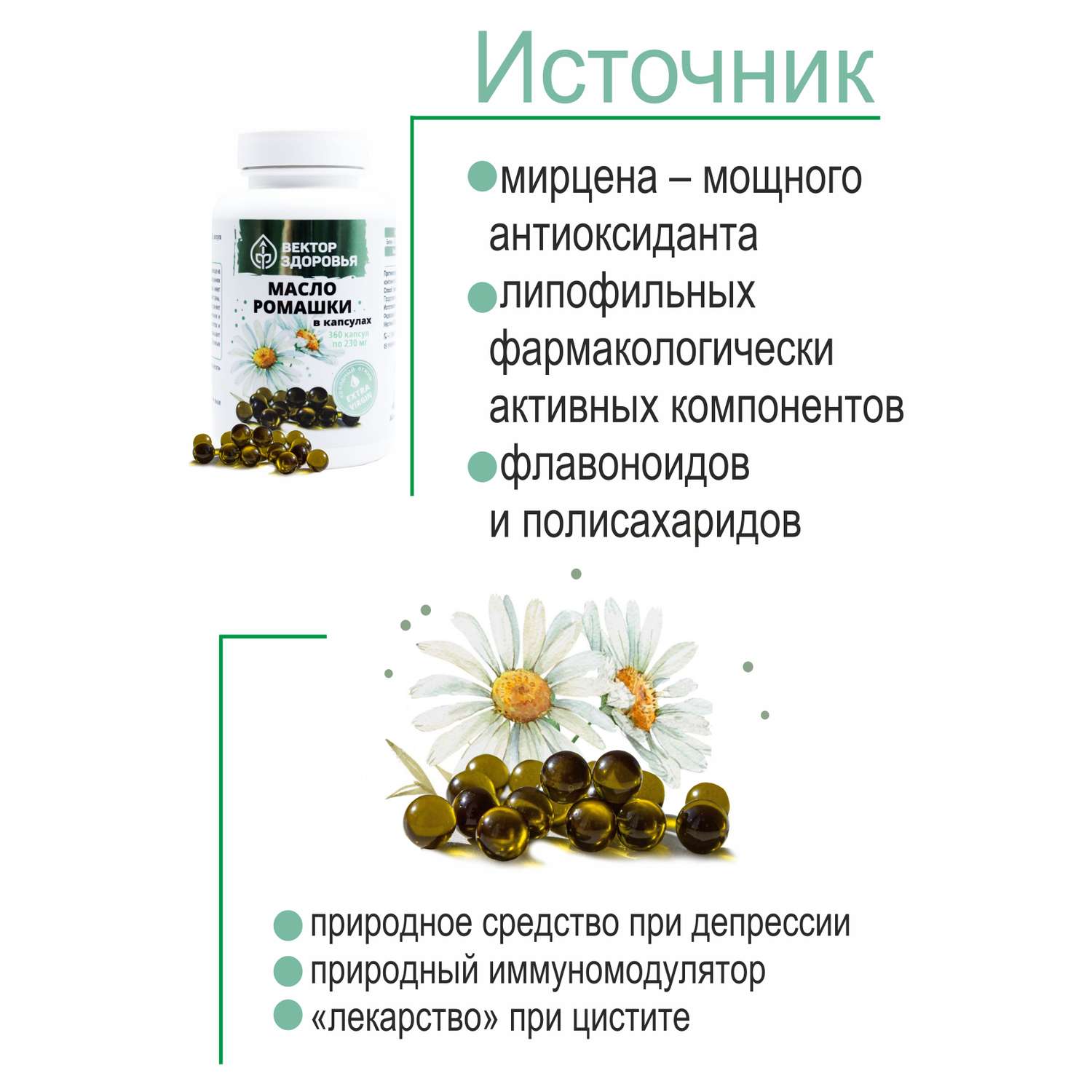Растительные концентраты Алтайские традиции Масло ромашки 360 капсул - фото 5