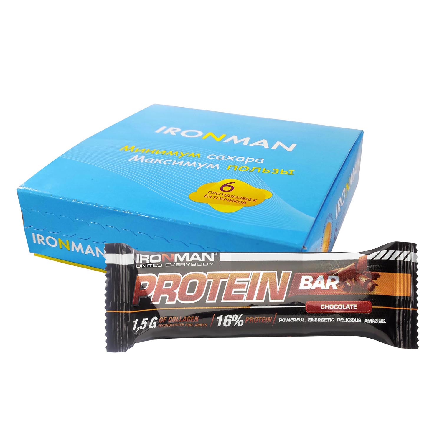 Протеиновый батончик IronMan Protein Bar шоколад 6*50 г - фото 1