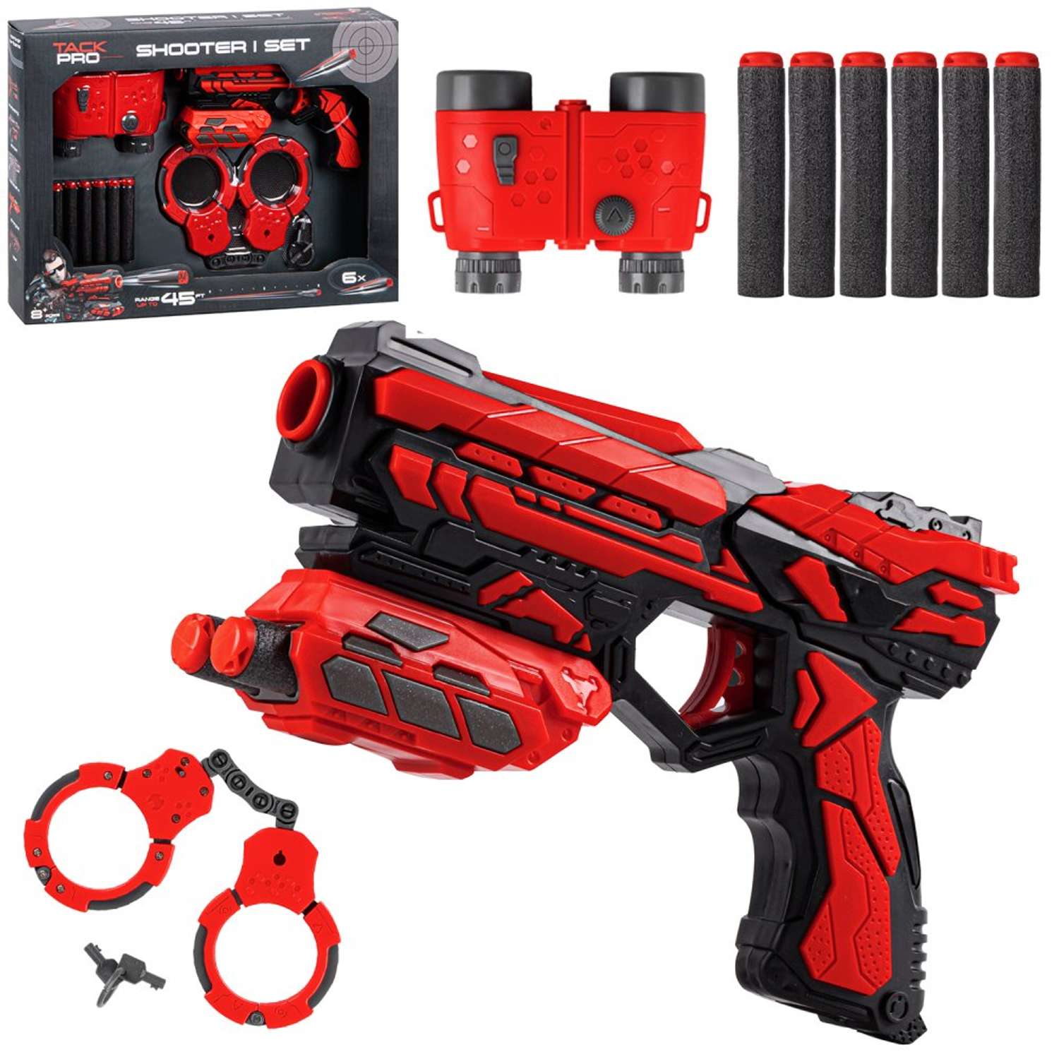 Игрушечное оружие Маленький Воин Бластер с мягкими пулями в комплекте 6 пуль наручники бинокль ручной взвод JB0208894 - фото 3