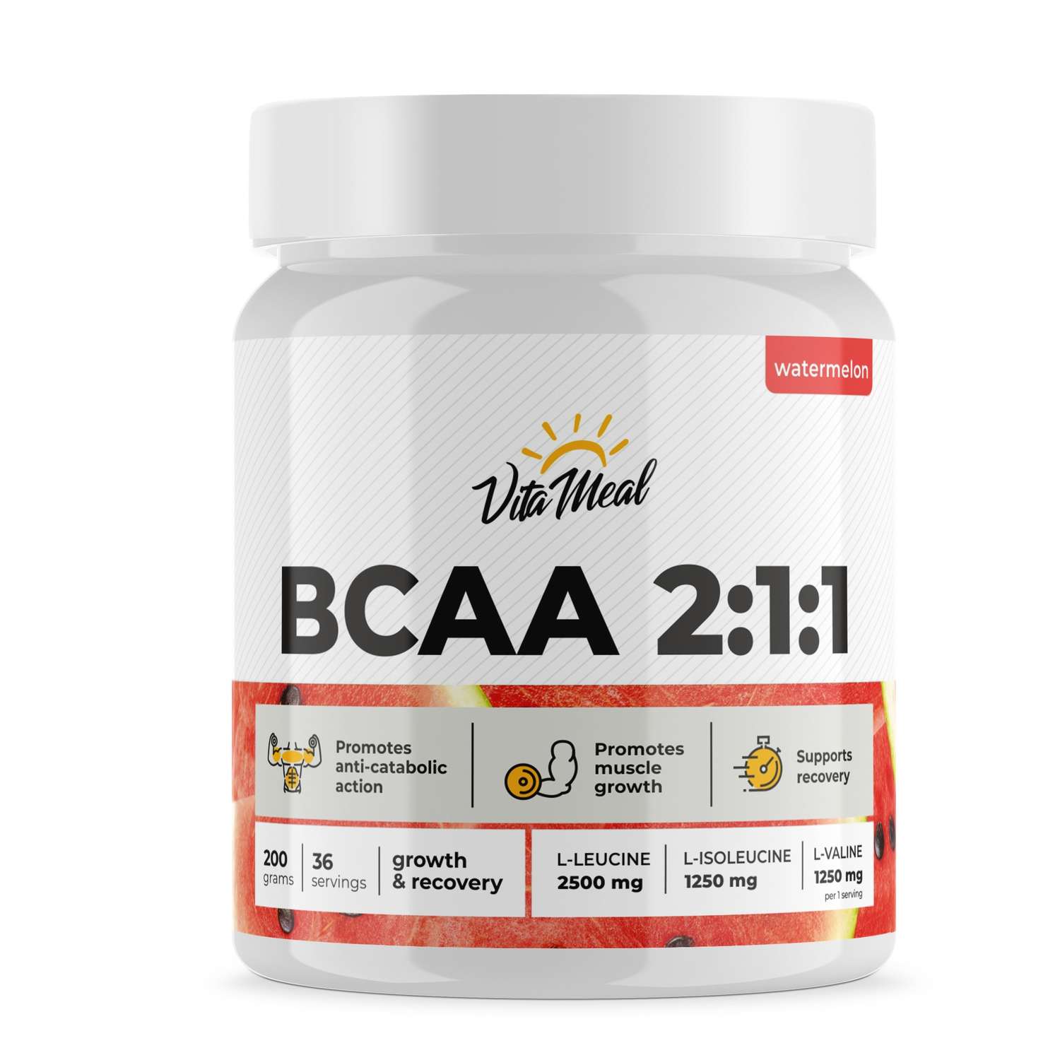 Комплекс Аминокислотный VitaMeal BCAA 2:1:1 (БЦАА) со вкусом арбуз 200г - фото 1