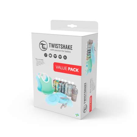 Комплект 12 предметов Twistshake цвет: Green / Grey