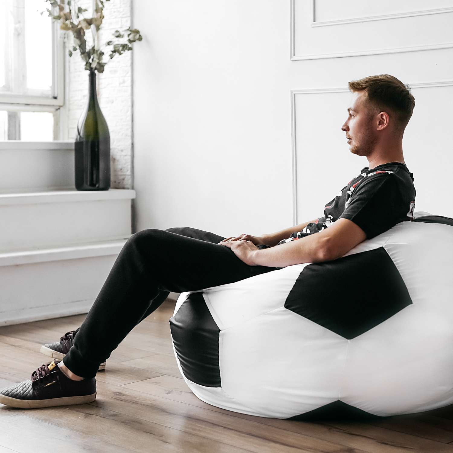 Кресло-мешок DreamBag Мяч Бело-Черный Оксфорд - фото 3