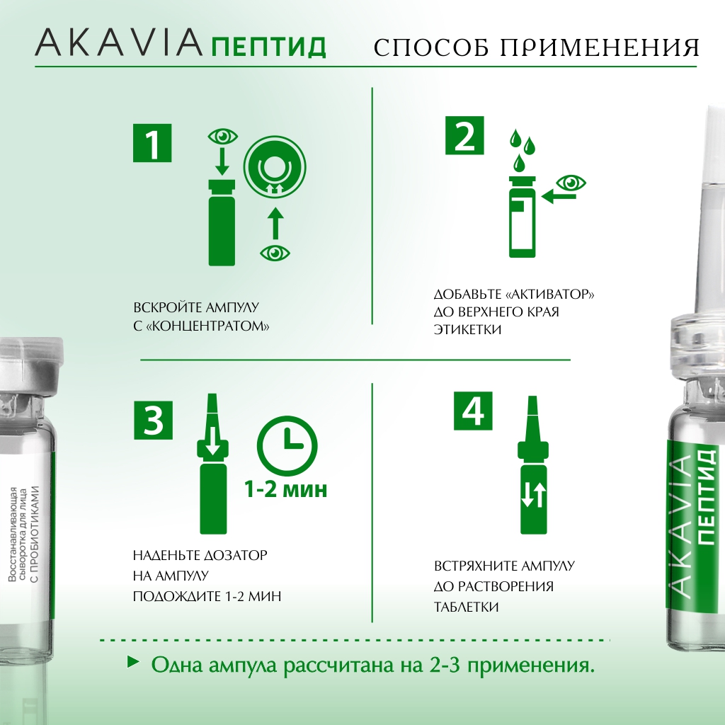 Сыворотка АКАВИЯ PeptideВосстанавливающая для лица с пробиотиками - фото 5