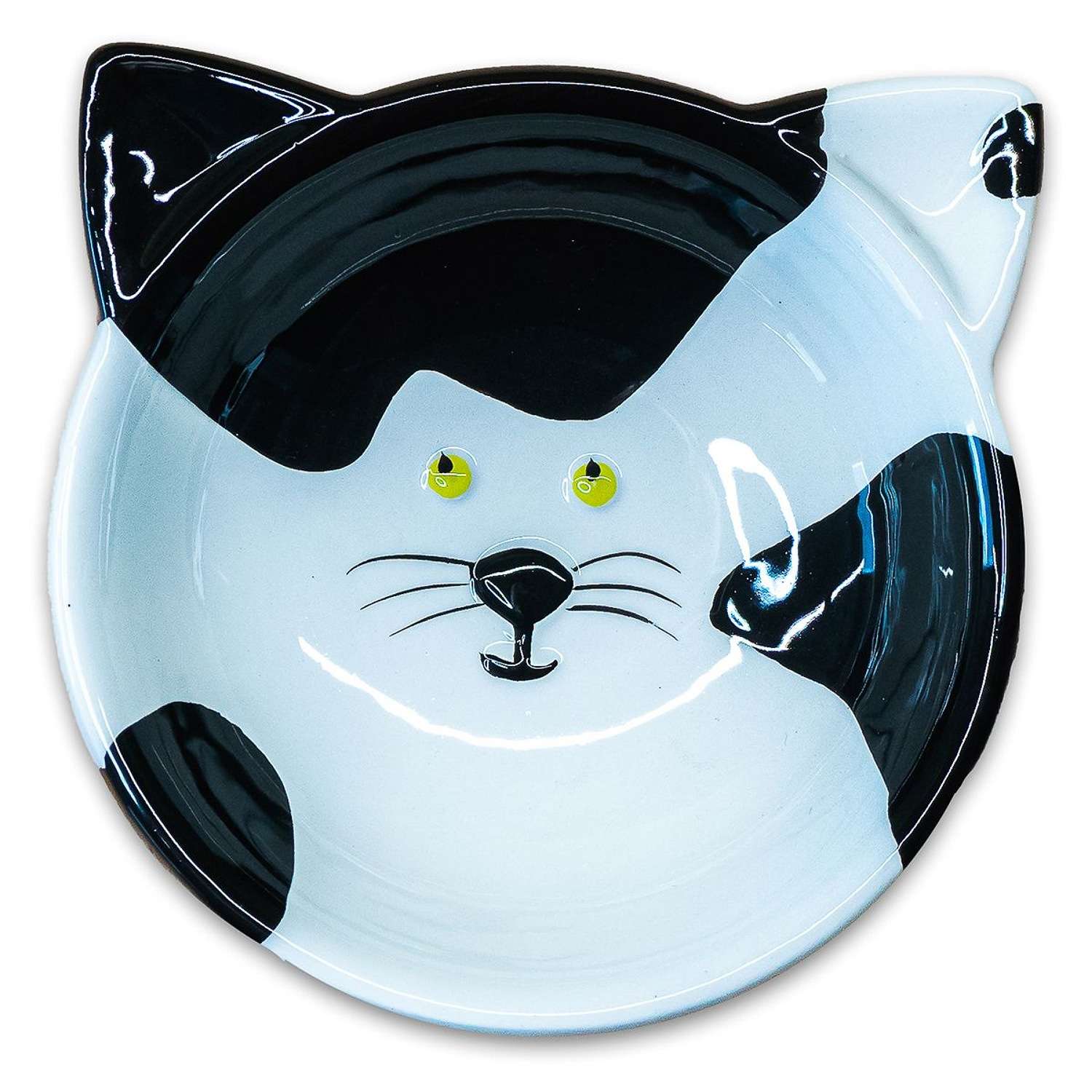 Миска для кошек Mr.Kranch Мордочка кошки керамическая 120мл Черно-белая - фото 1