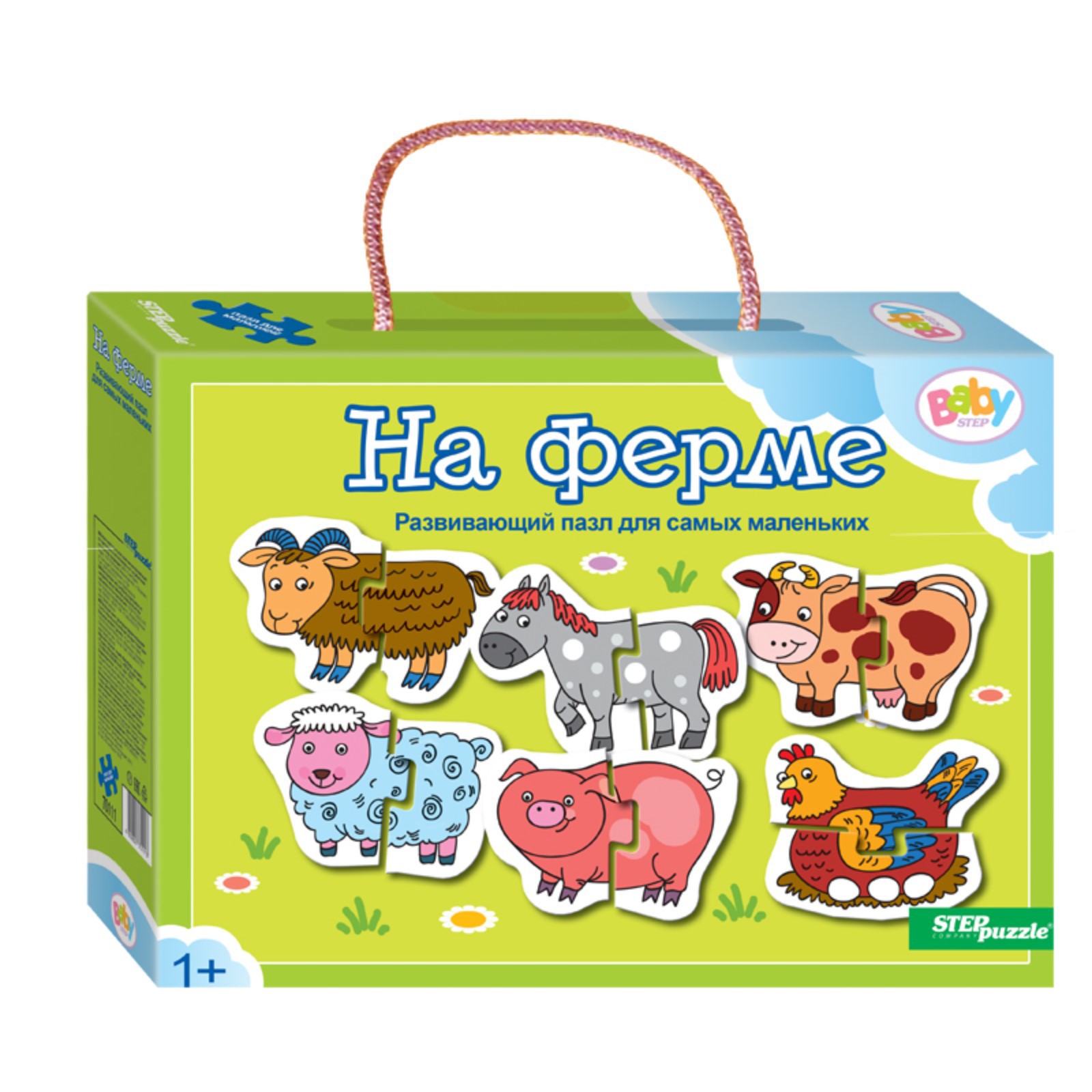 Напольный пазл Степ Пазл мозаика «На ферме» Baby Step малые - фото 1