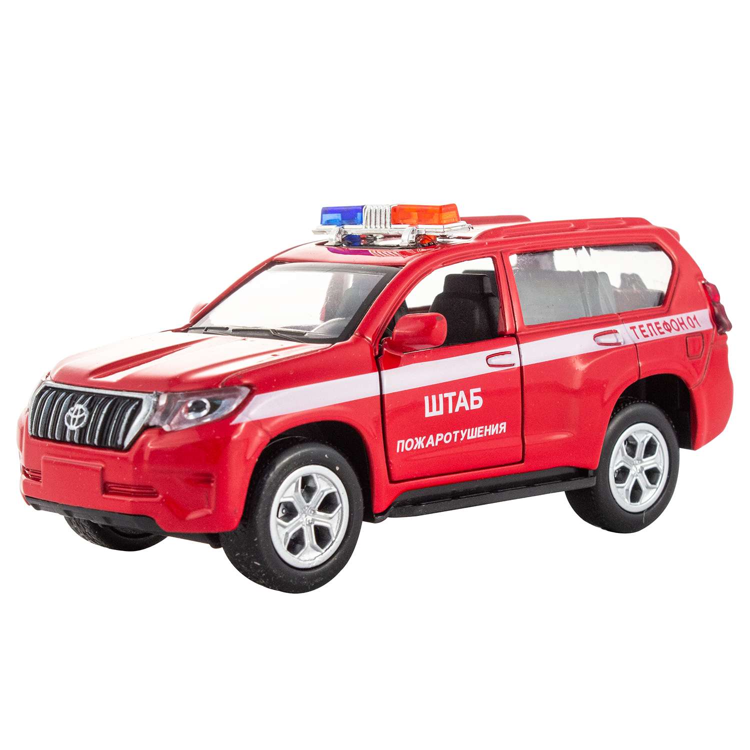 Машинка KiddieDrive Toyota Prado пожарный красный инерционный механизм свет/звук 1901018_3 - фото 1