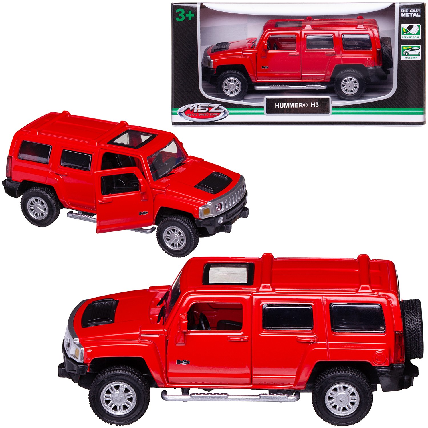 Автомобиль Abtoys Hummer MSZ 1:43 инерционный красный WE-15944R - фото 1