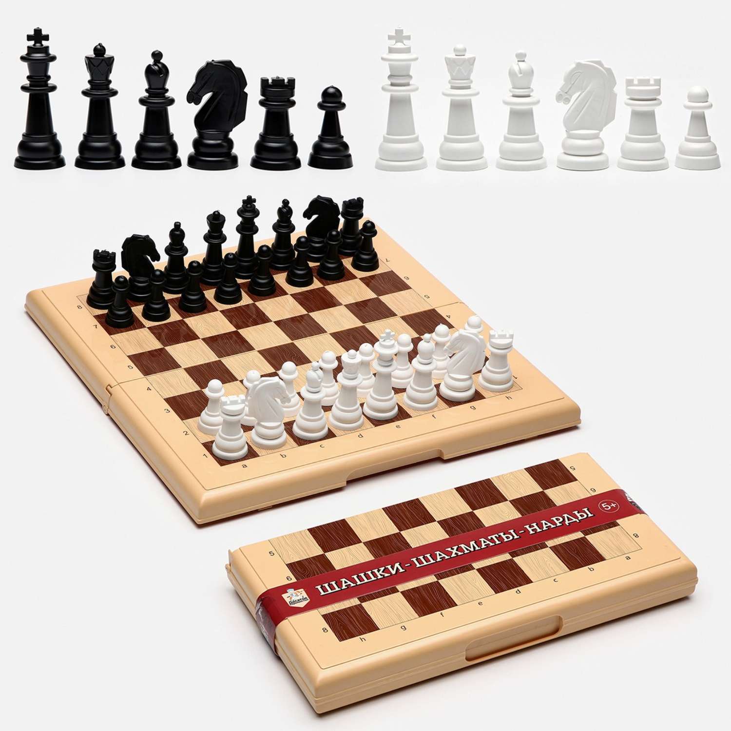 Настольная игра Sima-Land 3 в 1: шашки шахматы нарды поле 32 х 32 см - фото 1