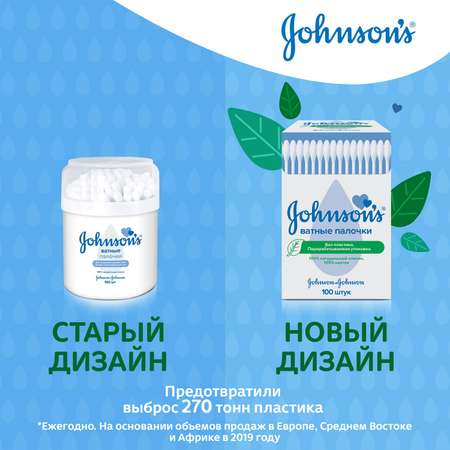 Палочки ватные Johnson's baby картонные 100шт