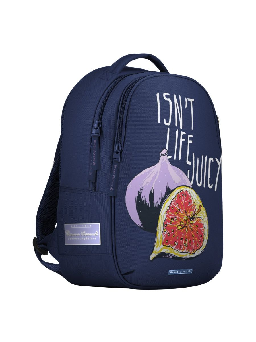 Рюкзак школьный Bruno Visconti синий с эргономичной спинкой JUICY LIFE. ИНЖИР - фото 1