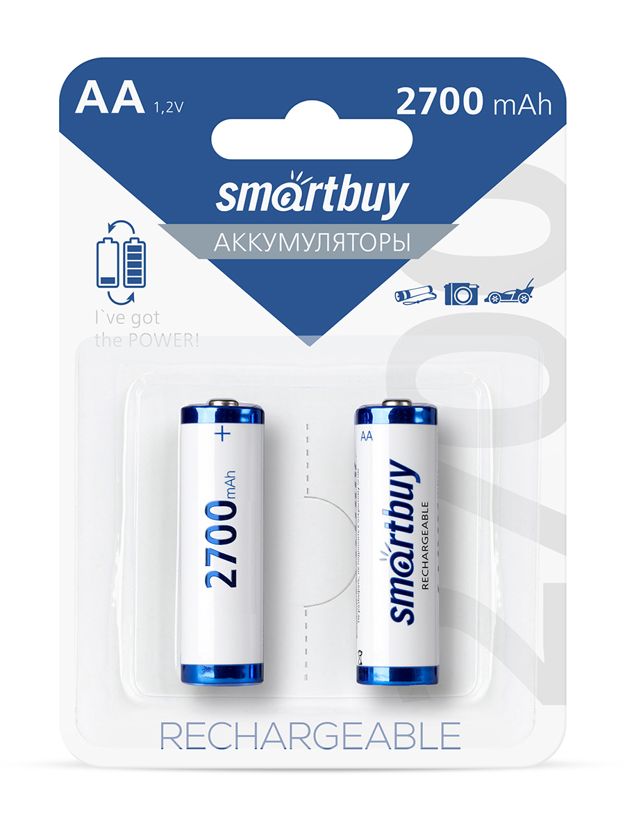 Аккумулятор Smartbuy NiMh 2700 mAh R6 - 2 шт. в упаковке - фото 1